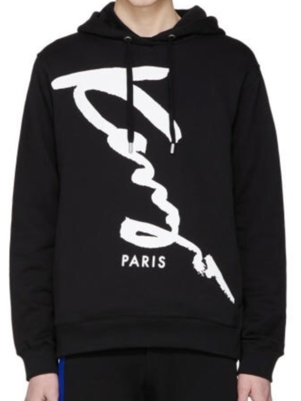 Kenzo Black Signature Cursive Hoodie Black White Writing